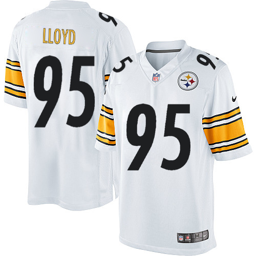 Men's Limited Greg Lloyd Nike Jersey White Road - #95 NFL Pittsburgh Steelers